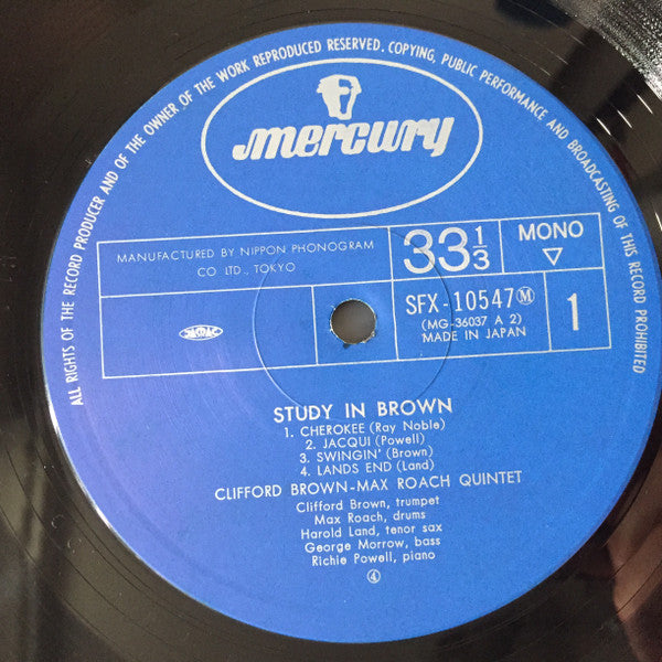 Clifford Brown And Max Roach - Study In Brown (Vinyl, LP, Album, Reissue, Mono) Very Good Plus (VG+) / Very Good Plus (VG+)