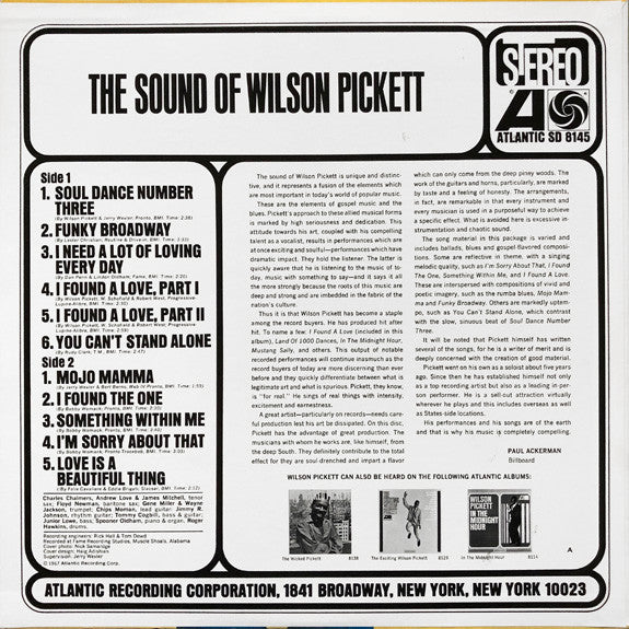 Wilson Pickett - The Sound Of Wilson Pickett (Vinyl, LP, Reissue, Stereo) Very Good Plus (VG+) / Good Plus (G+)