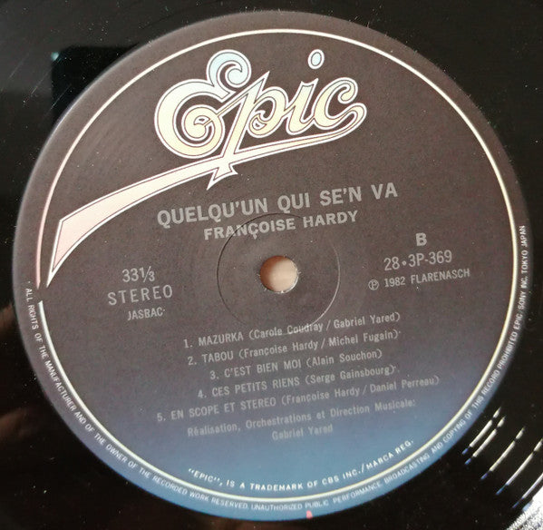 Françoise Hardy - Quelqu'un Qui S'en Va (Vinyl, LP, Album, Stereo) Very Good Plus (VG+) / Very Good Plus (VG+)