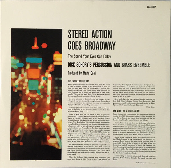 Dick Schory's Percussion And Brass Ensemble - Stereo Action Goes Broadway (Vinyl, LP, Album) Very Good Plus (VG+) / Very Good Plus (VG+)