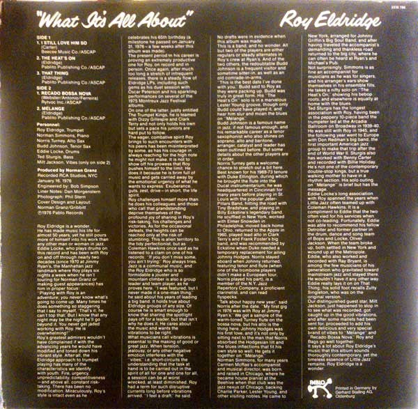 Roy Eldridge - What It's All About (Vinyl, LP, Album) Good Plus (G+) / Fair (F)