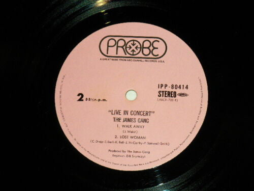 James Gang - Live In Concert (Vinyl, LP, Album, Stereo) Very Good Plus (VG+) / Very Good (VG)