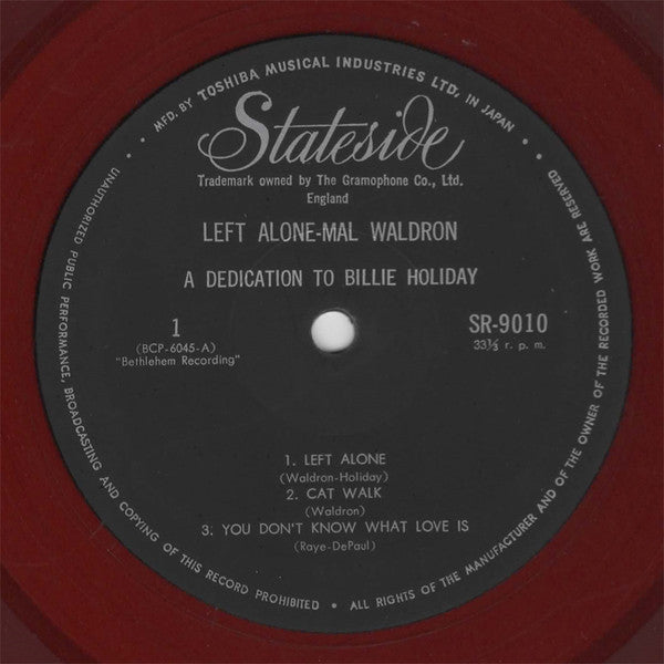 Mal Waldron - Left Alone (Vinyl, LP, Album, Stereo) Very Good Plus (VG+) / Very Good (VG)