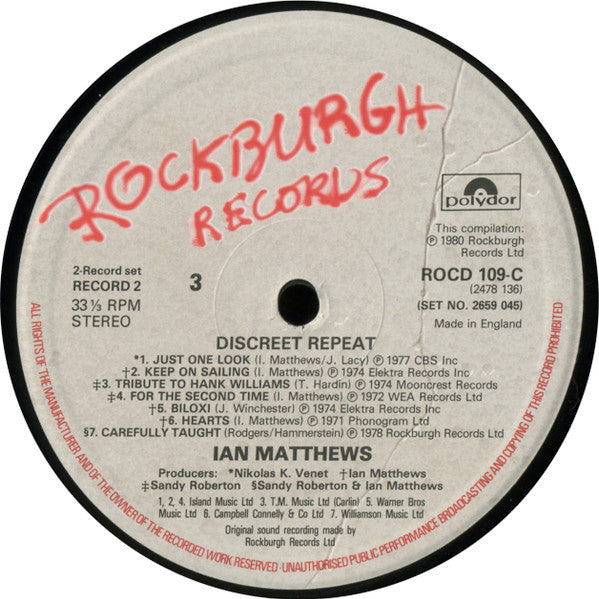 Iain Matthews - Discreet Repeat (2xVinyl, LP, Compilation, Stereo) Very Good (VG) / Good Plus (G+)