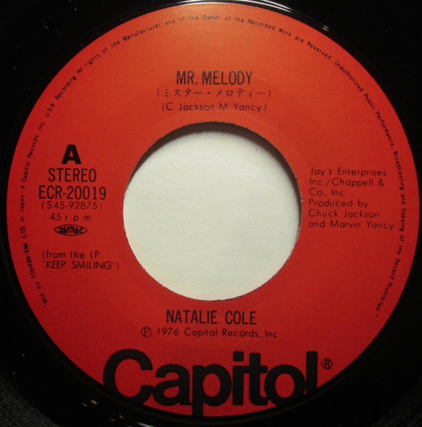 Natalie Cole - Mr. Melody / Heaven Is With You (Vinyl, 7", 45 RPM, Single, Stereo) Very Good Plus (VG+) / Very Good (VG)