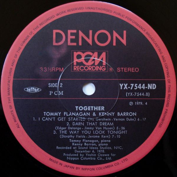 Tommy Flanagan - Together (Vinyl, LP, Album) Very Good Plus (VG+) / Very Good Plus (VG+)
