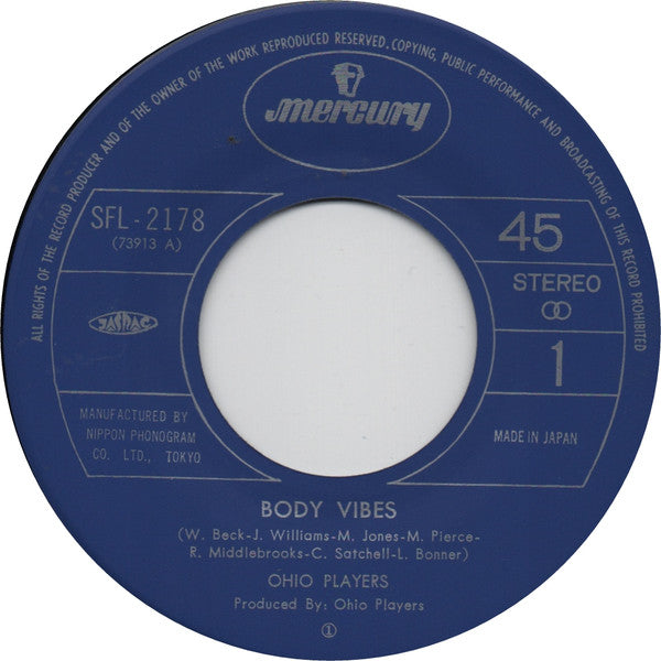 Ohio Players - Body Vibes / Don't Fight My Love (Vinyl, 7", Single) Very Good (VG) / Very Good (VG)