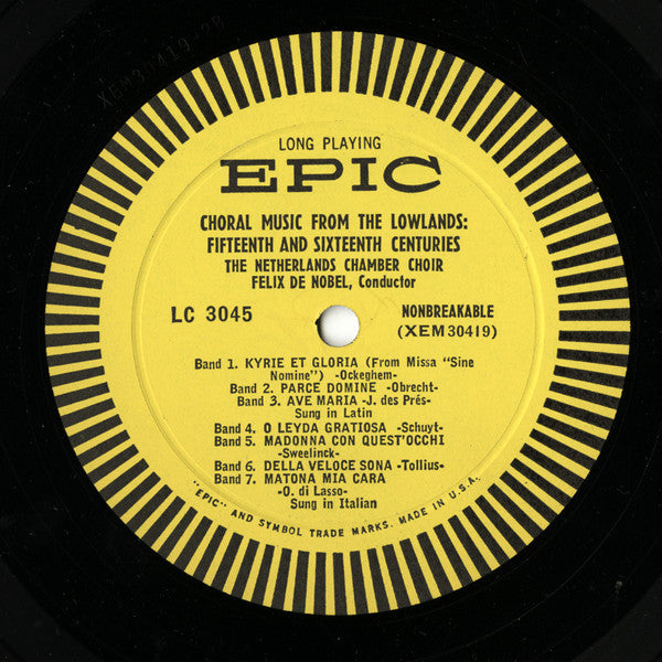 Giovanni Pierluigi da Palestrina - Missa Papae Marcelli / Choral Music From The Lowlands: 15th And 16th Centuries (Vinyl, LP, Mono) Good Plus (G+) / Good Plus (G+)