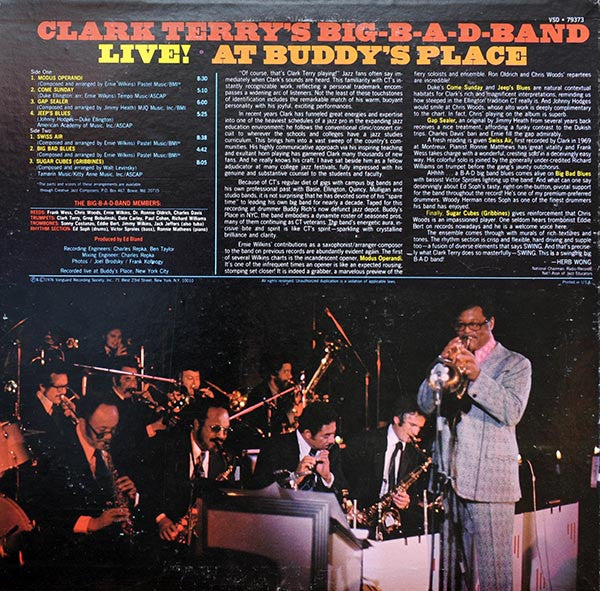 Clark Terry's Big Bad Band - Big-B-A-D-Band Live! At Buddy's Place (Vinyl, LP, Album) Very Good (VG) / Very Good (VG)