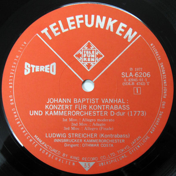 Ludwig Streicher - Kontrabass-Konzerte (Vinyl, LP) Very Good Plus (VG+) / Very Good (VG)