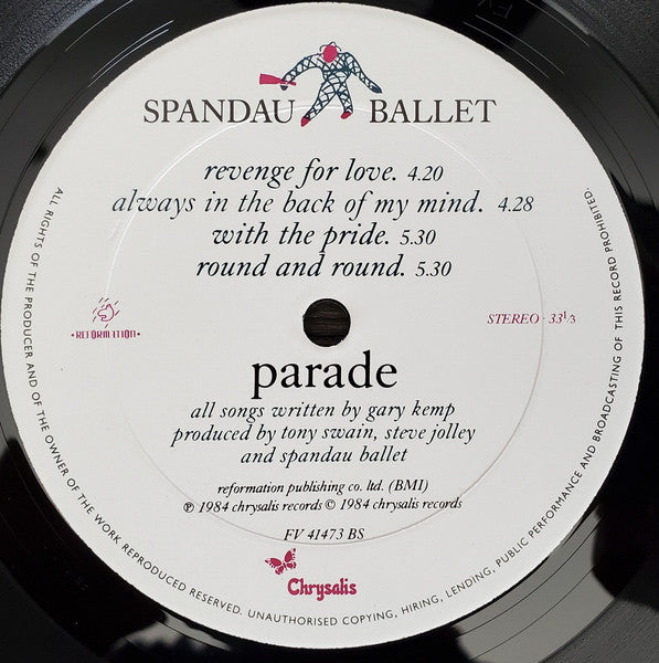 Spandau Ballet - Parade (Vinyl, LP, Album, Stereo) Good Plus (G+) / Very Good (VG)