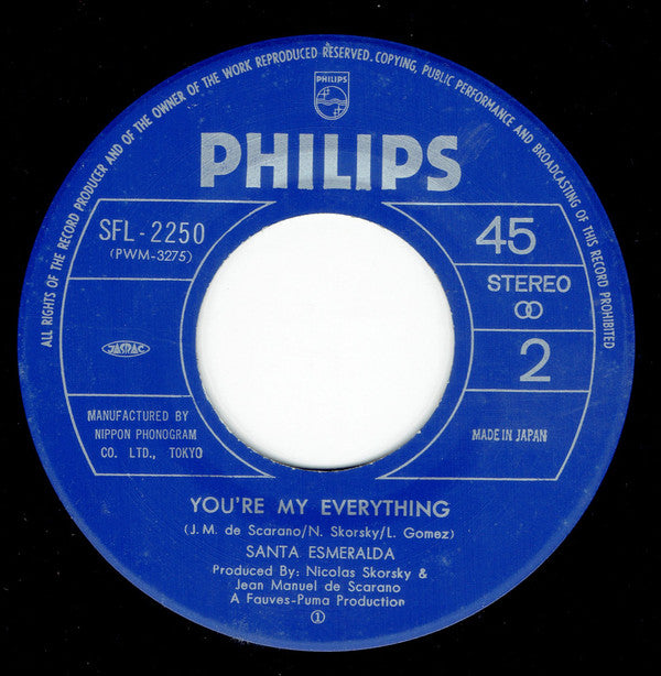 Santa Esmeralda - Don't Let Me Be Misunderstood /  You're My Everything = 悲しき願い   / ユー・アー・マイ・エブリシング (Vinyl, 7", 45 RPM, Single, Stereo) Very Good (VG) / Very Good Plus (VG+)