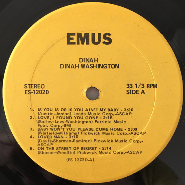 Dinah Washington - Dinah (Vinyl, LP) Very Good (VG) / Very Good (VG)
