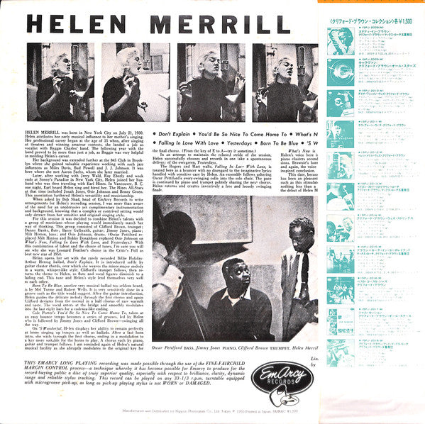 Helen Merrill - Helen Merrill (Vinyl, LP, Album, Reissue, Mono)