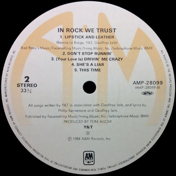 Y & T - In Rock We Trust (Vinyl, LP, Album)