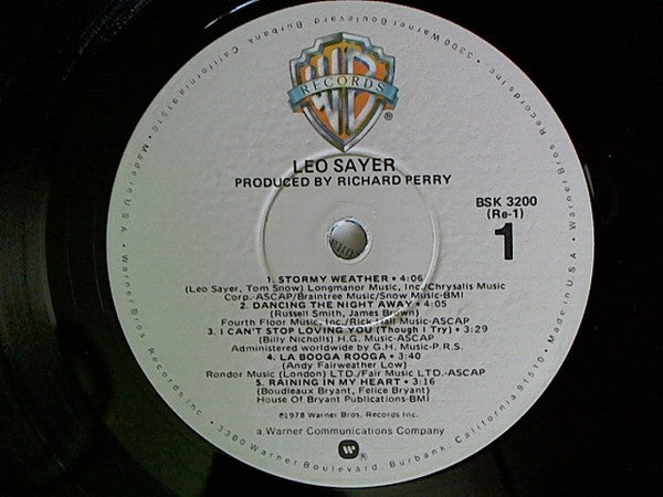 Leo Sayer - Leo Sayer (Vinyl, LP, Album, Stereo) Very Good (VG) / Very Good (VG)