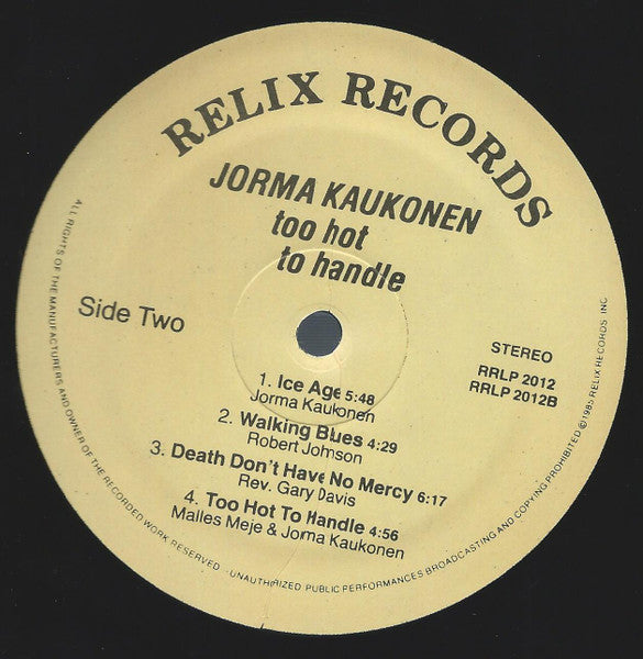 Jorma Kaukonen - Too Hot To Handle (Vinyl, LP, Album) Near Mint (NM or M-) / Near Mint (NM or M-)