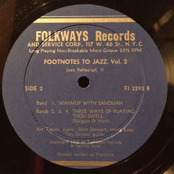 Art Tatum Trio - Footnotes To Jazz Vol. 2: Rehearsal (Vinyl, LP, 10", Reissue, Repress, Mono) Very Good (VG) / Very Good (VG)