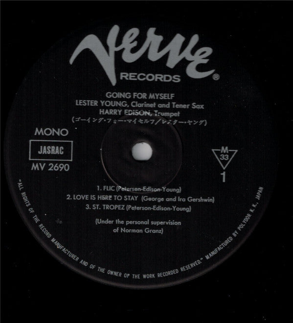 Harry Edison - Going For Myself... (Vinyl, LP, Album, Reissue, Mono) Very Good (VG) / Very Good Plus (VG+)