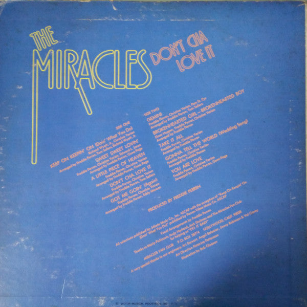 The Miracles - Don't Cha Love It (Vinyl, LP, Album) Very Good Plus (VG+) / Very Good Plus (VG+)