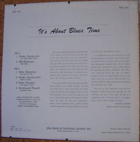 Dusko Goykovich - It's About Blues Time (Vinyl, LP, Album, Stereo) Good Plus (G+) / Good (G)