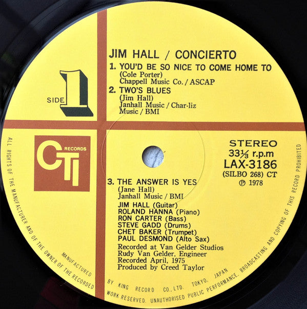 Jim Hall - Concierto = Concierto de Aranjuez (Vinyl, Album, LP, Limited Edition, Reissue, Stereo) Very Good Plus (VG+) / Very Good Plus (VG+)