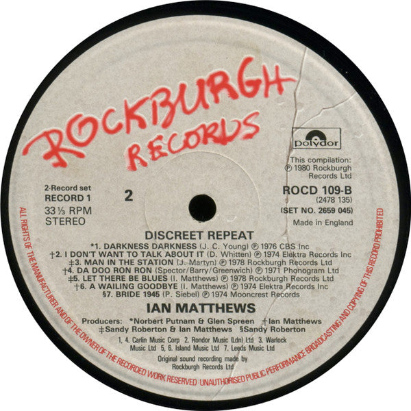 Iain Matthews - Discreet Repeat (2xVinyl, LP, Compilation, Stereo) Very Good (VG) / Good Plus (G+)