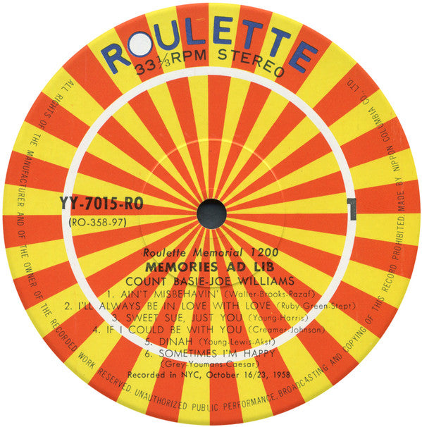 Joe Williams - Memories Ad-Lib (Vinyl, LP, Album, Limited Edition, ...