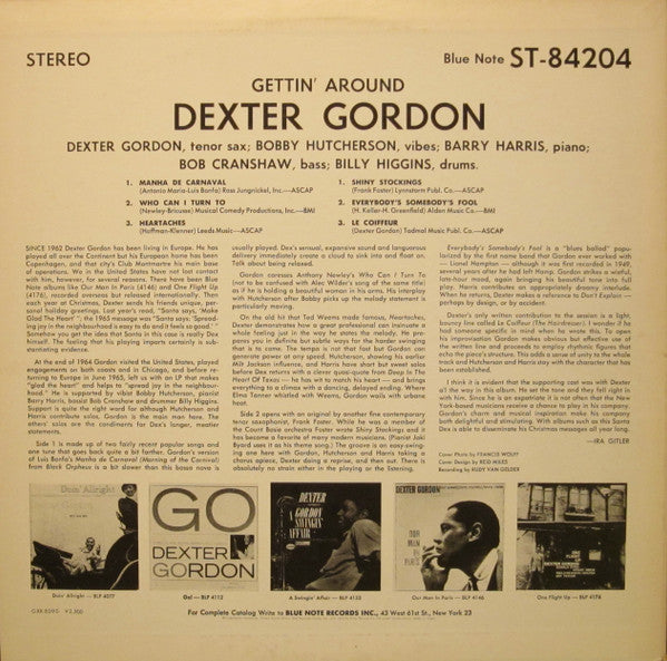 Dexter Gordon - Gettin' Around (Vinyl, LP, Album, Reissue, Stereo) Near Mint (NM or M-) / Very Good (VG)