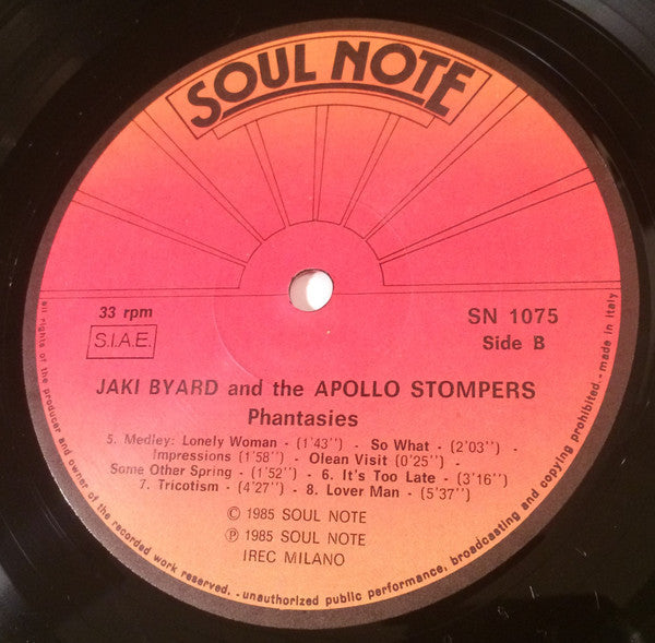 Jaki Byard And The Apollo Stompers - Phantasies (Vinyl, LP, Album)