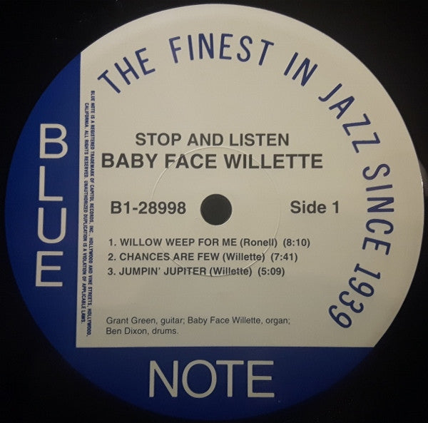 'Baby Face' Willette - Stop And Listen (Vinyl, LP, Album, Limited Edition, Reissue, Stereo) Very Good (VG) / Very Good Plus (VG+)