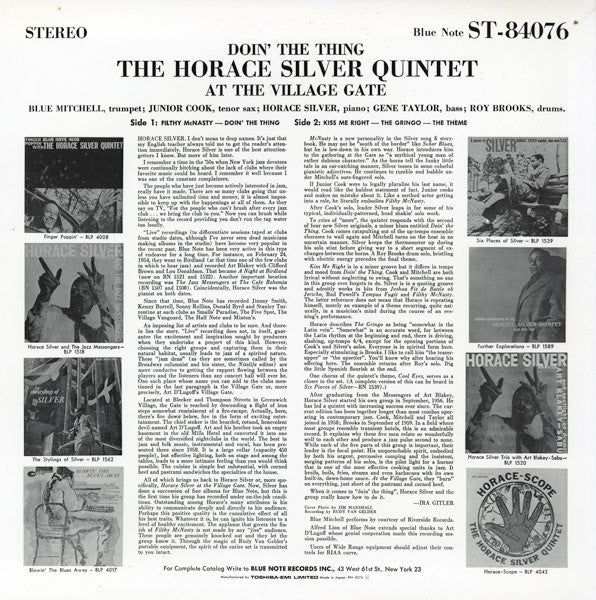 The Horace Silver Quintet - Doin' The Thing - At The Village Gate (Vinyl, LP, Album, Stereo, Reissue, Limited Edition) Near Mint (NM or M-) / Near Mint (NM or M-)