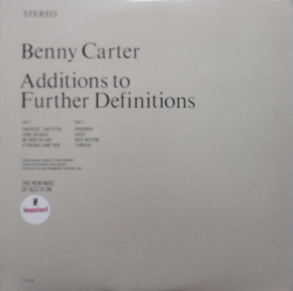 Benny Carter - Additions To Further Definitions (Vinyl, LP, Album, Reissue, Stereo) Very Good (VG) / Very Good Plus (VG+)