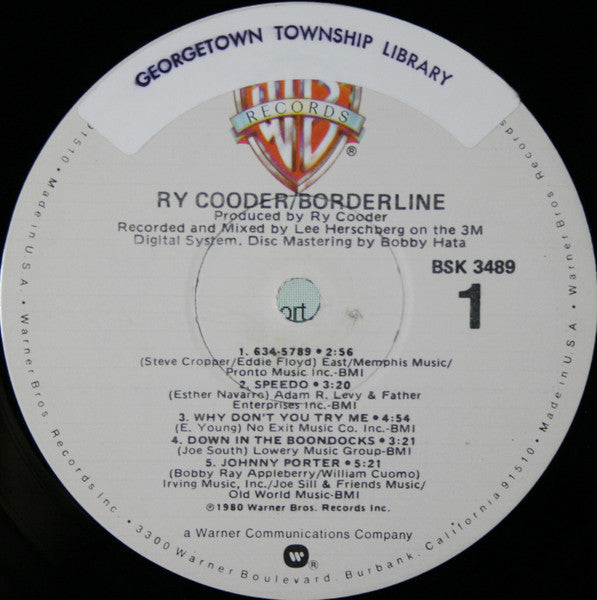 Ry Cooder - Borderline (Vinyl, LP, Album) Very Good (VG) / Very Good (VG)