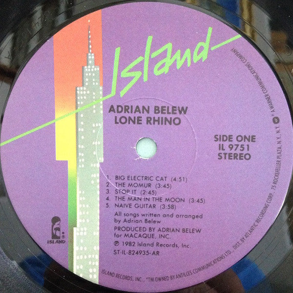 Adrian Belew - Lone Rhino (Vinyl, LP, Album, Stereo)
