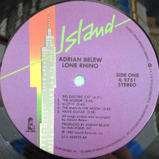 Adrian Belew - Lone Rhino (Vinyl, LP, Album, Stereo)