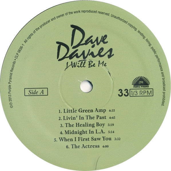 Dave Davies - I Will Be Me (Vinyl, LP, Album) Very Good Plus (VG+) / Very Good Plus (VG+)