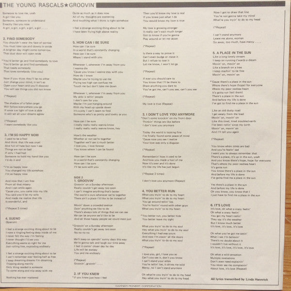 The Young Rascals - Groovin' (Vinyl, LP, Album, Reissue, Stereo)