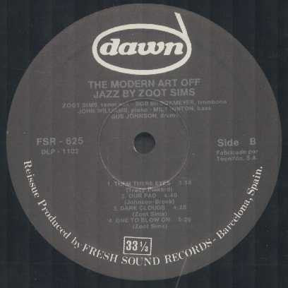 Zoot Sims - The Modern Art Of Jazz (Vinyl, LP, Album, Reissue) Very Good (VG) / Very Good (VG)