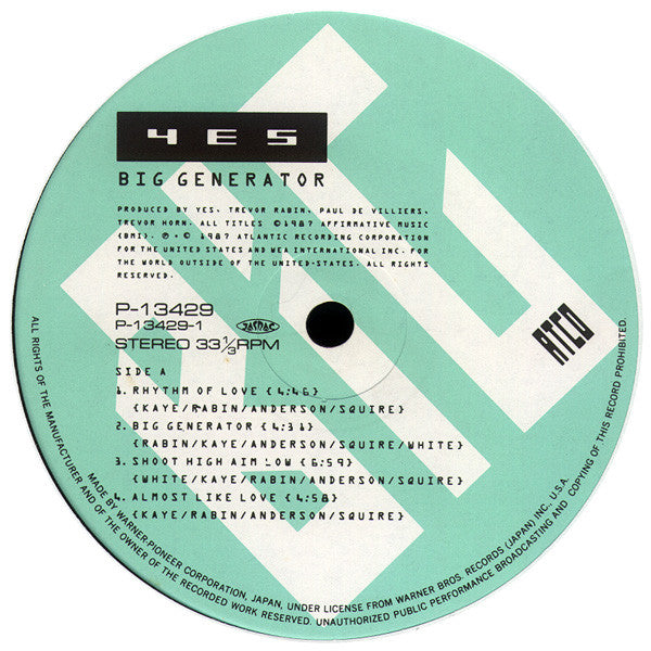 Yes - Big Generator (Vinyl, LP, Album) Very Good (VG) / Very Good (VG)