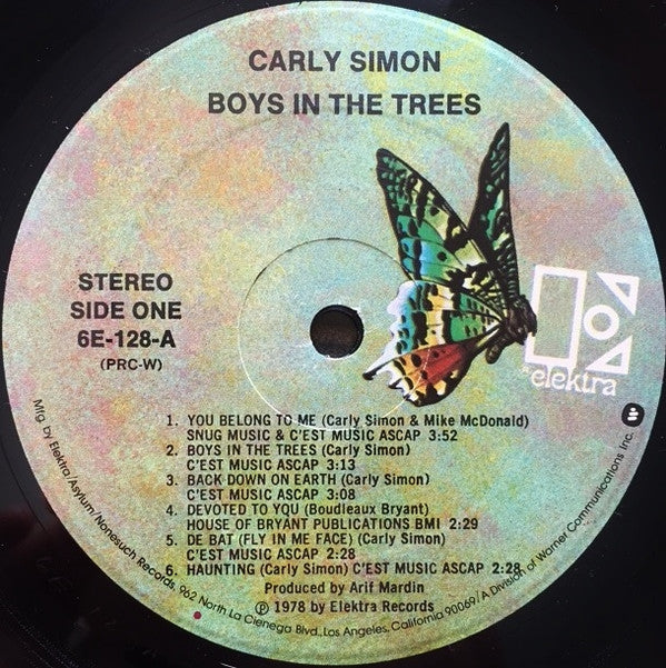Carly Simon - Boys In The Trees (Vinyl, LP, Album) Very Good Plus (VG+) / Very Good (VG)