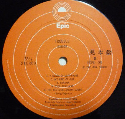 Sailor - Trouble (Vinyl, LP, Album, Promo) Very Good (VG) / Very Good (VG)