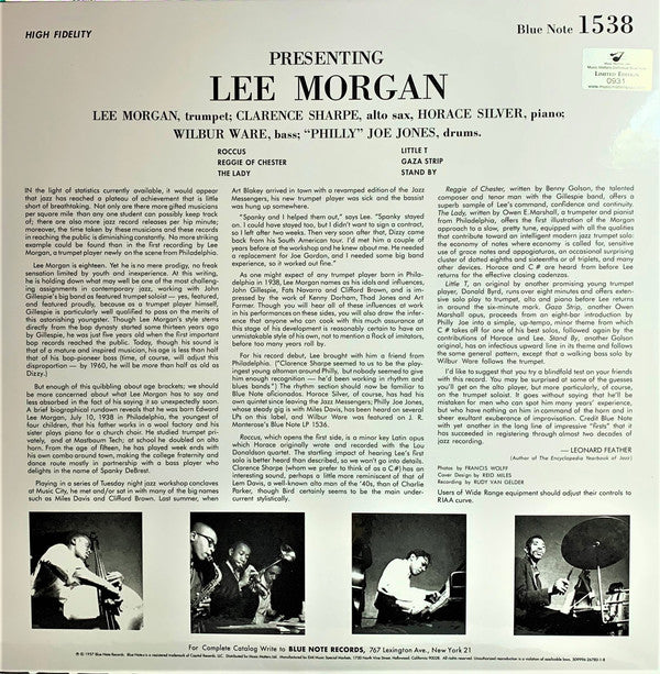 Lee Morgan - Indeed! (2xVinyl, 12", 45 RPM, Album, Limited Edition, Numbered, Reissue, Mono) Very Good Plus (VG+) / Near Mint (NM or M-)