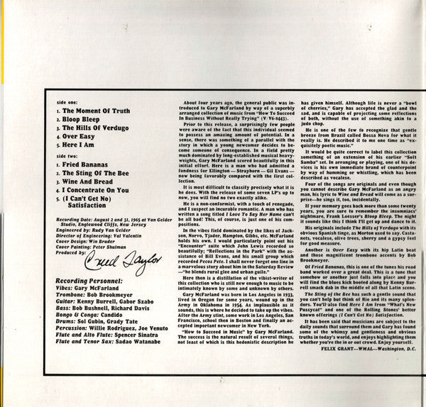 Gary McFarland - The In Sound (Vinyl, LP, Album, Reissue, Stereo) Very Good Plus (VG+) / Very Good (VG)