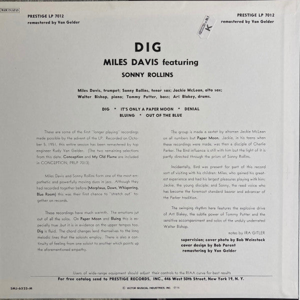 Miles Davis - Dig (Vinyl, LP, Compilation, Reissue, Remastered, Mono)