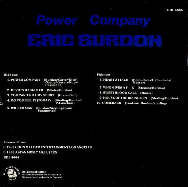 Eric Burdon - Power Company (Vinyl, LP, Album) Very Good Plus (VG+) / Very Good (VG)
