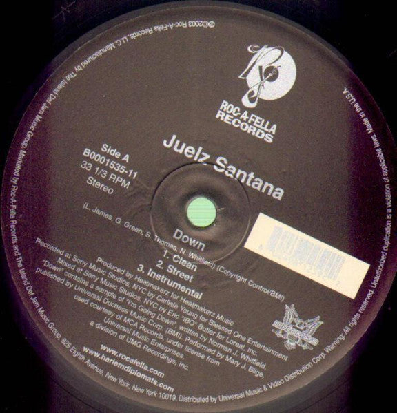 Juelz Santana - Down (Vinyl, 12", Single) Very Good Plus (VG+) / Very Good Plus (VG+)