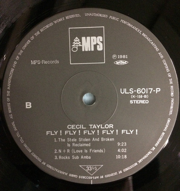 Cecil Taylor - Fly! Fly! Fly! Fly! Fly! (Vinyl, LP, Album, Stereo) Very Good Plus (VG+) / Very Good Plus (VG+)