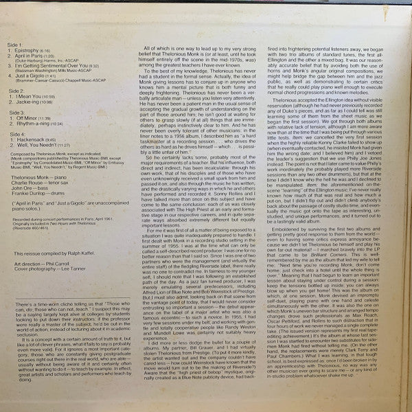 Thelonious Monk - April In Paris / Live (Vinyl, LP, Compilation, Li...