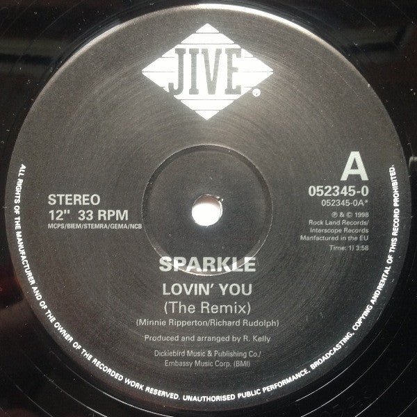 Sparkle (2) - Lovin' You (The Remix) (Vinyl, 12", 33 ⅓ RPM, Single, Stereo) Very Good Plus (VG+) / Very Good Plus (VG+)